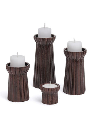 Qutub Copper Candle Stand | Set of 4
