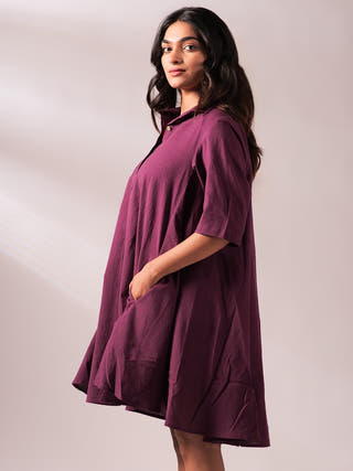 Sunset Free Size Dress Wine