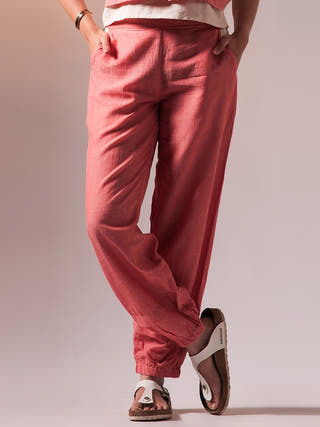 Flexi Top Pant Set Peach & White