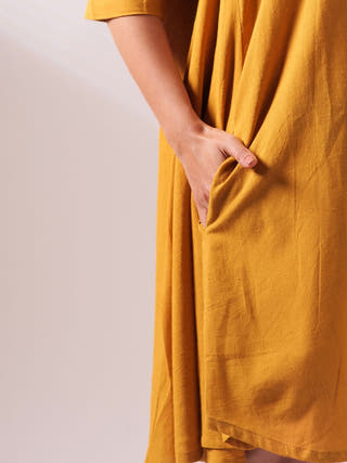 Sunset Free Size Dress Mustard
