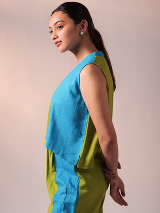 Half n Half Top Pant Set Green