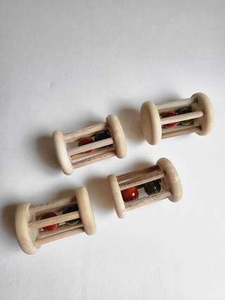Handcrafted Wooden MIni Rolling Rattle
