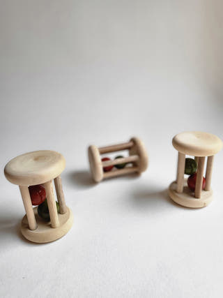 Handcrafted Wooden MIni Rolling Rattle