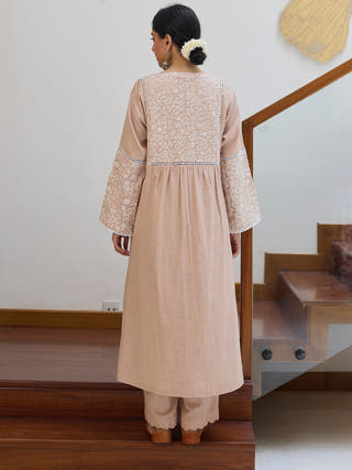 Yoke Kurta Beige Vasstram