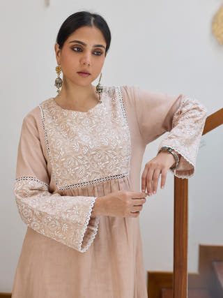 Yoke Kurta Beige Vasstram