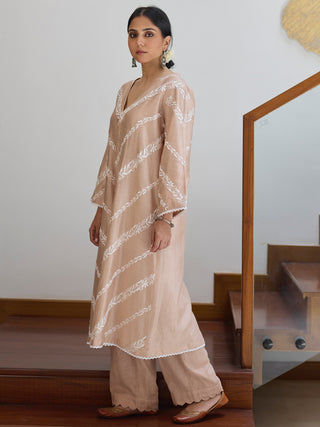 Chikankari Overlay Beige Vasstram