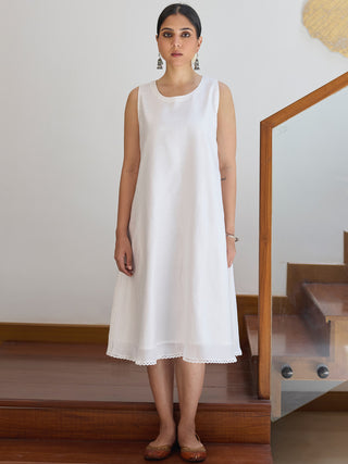 Flared Slip Dress White Vasstram