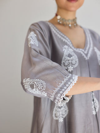 Asymmetrical Kurta Grey Vasstram