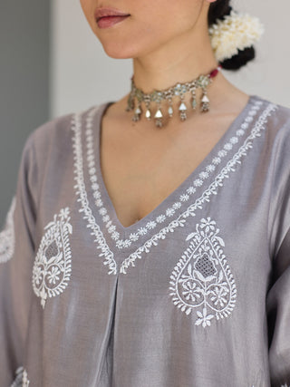 Asymmetrical Kurta Grey Vasstram