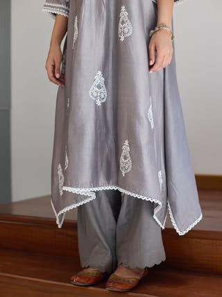 Asymmetrical Kurta Grey Vasstram