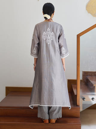 Asymmetrical Kurta Grey Vasstram