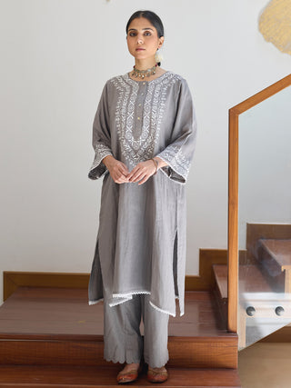 Straight Fit Kurta Grey Vasstram