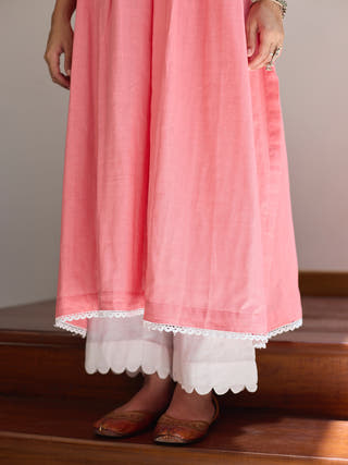 Pintucks And Yoke Kurta Pink Vasstram