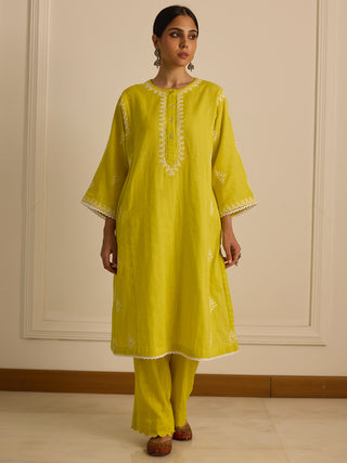 Straight Fit Kurta Yellow Vasstram