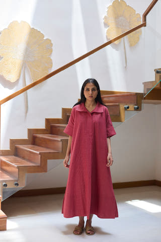 Check Shirt Dress Red