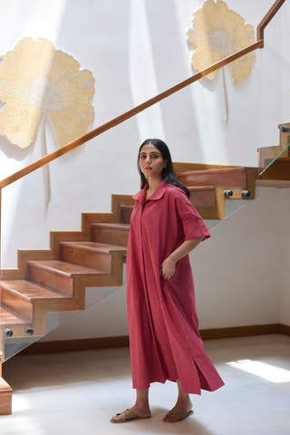 Check Shirt Dress Red