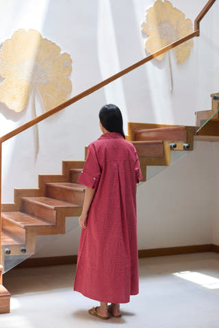 Check Shirt Dress Red