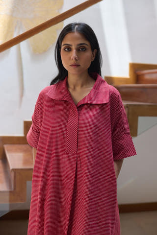 Check Shirt Dress Red