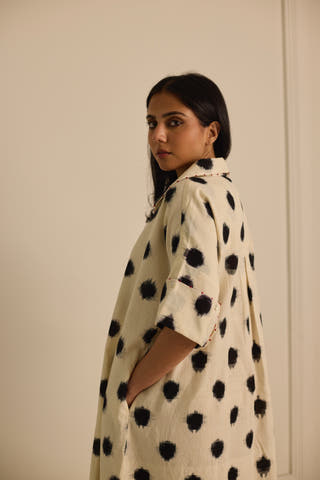 Ikat Shirt Dress Off White