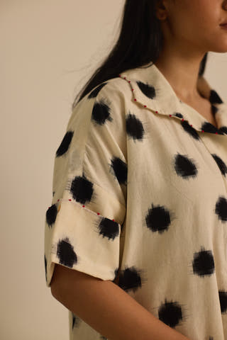 Ikat Shirt Dress Off White