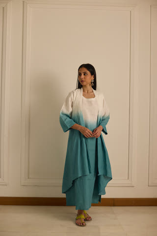 Ombre Layered Dress Teal