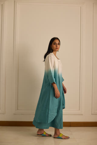 Ombre Layered Dress Teal