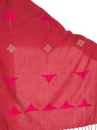 Hand Embroidered Stole Red