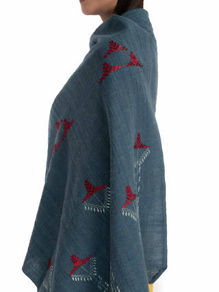 Hand Embroidered Shawl Blue