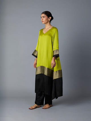Heena Kaftan | Lime Green & Black