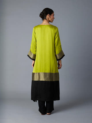 Heena Kaftan | Lime Green & Black