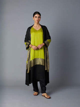 Heena Kaftan | Lime Green & Black