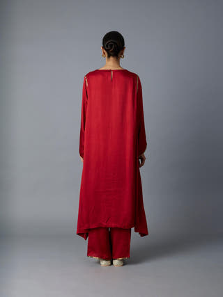 Sabah Kalidar Kurta Set | Deep Red
