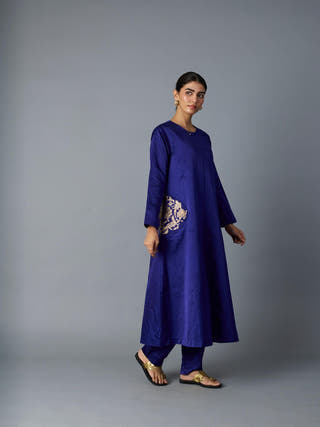 Geet Silk Kurta Set | Royal Blue