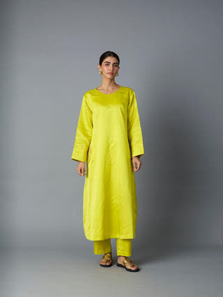 Geet Silk Kurta Set | Yellow