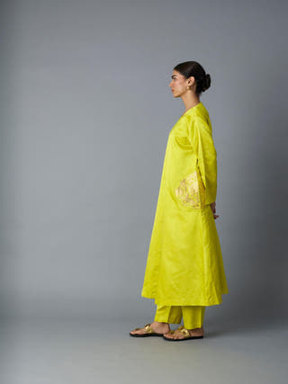 Geet Silk Kurta Set | Yellow