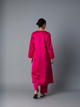 Geet Silk Kurta Set | Pink