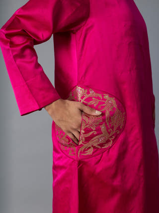 Geet Silk Kurta Set | Pink