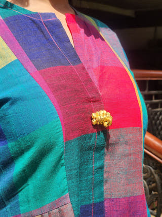 Blue Madras Checks Ghungroo Dress