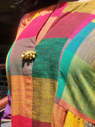 Green Madras Checks Ghungroo Dress