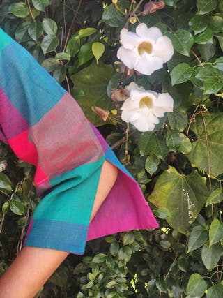 Blue Madras Checks Mughal Dress