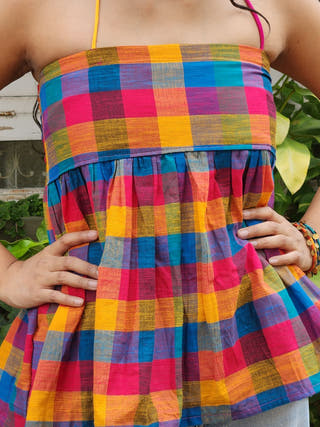 Yellow Madras Checks Tube Top