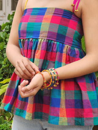 Blue Madras Checks Tube Top