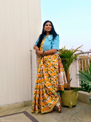 Simran Heritage Hand Block Printed Pure Cotton Saree