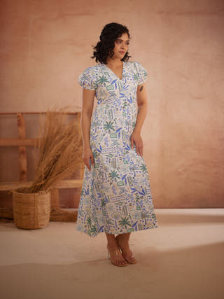 Siya Hand-Embroidered Ocean Maxi Dress