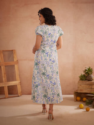 Siya Hand-Embroidered Ocean Maxi Dress