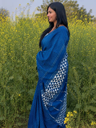 Niyathi Indigo Natural Dye Cotton Saree