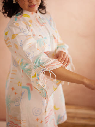 Piah Hand-Embroidered Summer Shirt Dress