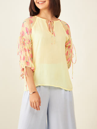 Balloon Sheer Sleeves In Lemon Yellow Arras