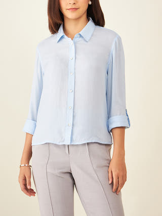 Classic Blue Shirt In Powder Blue Arras
