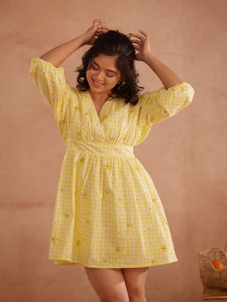 Daisey Hand-Embroidered Floral Short Dress